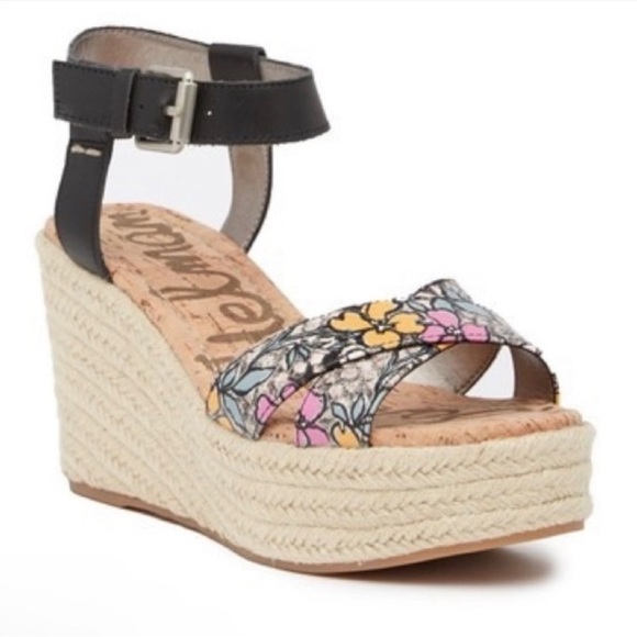 SAM EDELMAN Destin Floral Wedge Espadrille Sandales - Picture 1 of 6